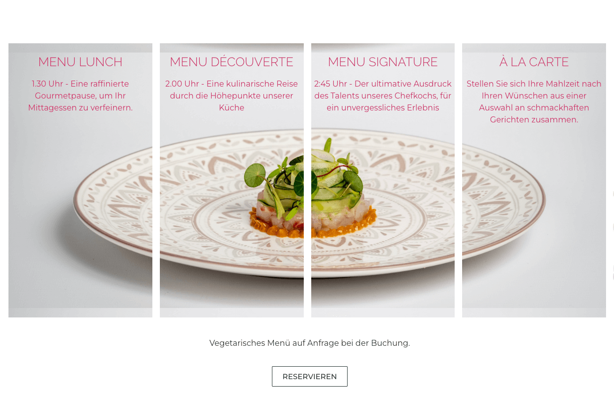 photo menu site die alte brauerei. Site réalisé par l'Atelier Ecrin Visuel